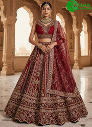Speechless Red Color Silk Designer Bridal Wear A Line Heavy Work Lehenga Choli